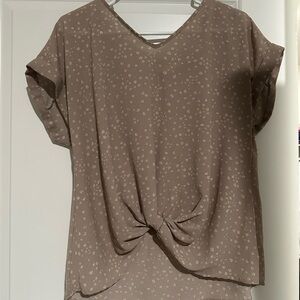 Hippie Rose Tan Knot Front Blouse